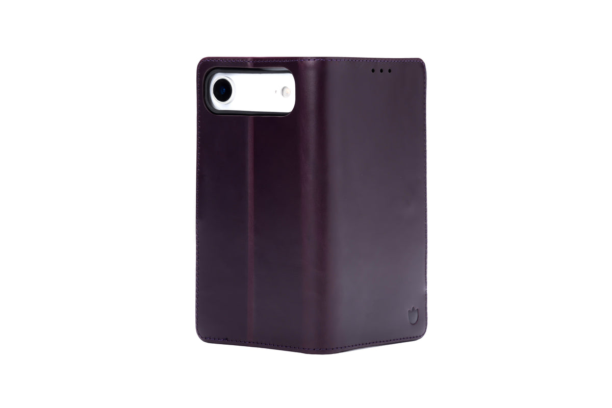Apple iPhone Air Hoesje - Dark Purple - Echt Leren Bookcase