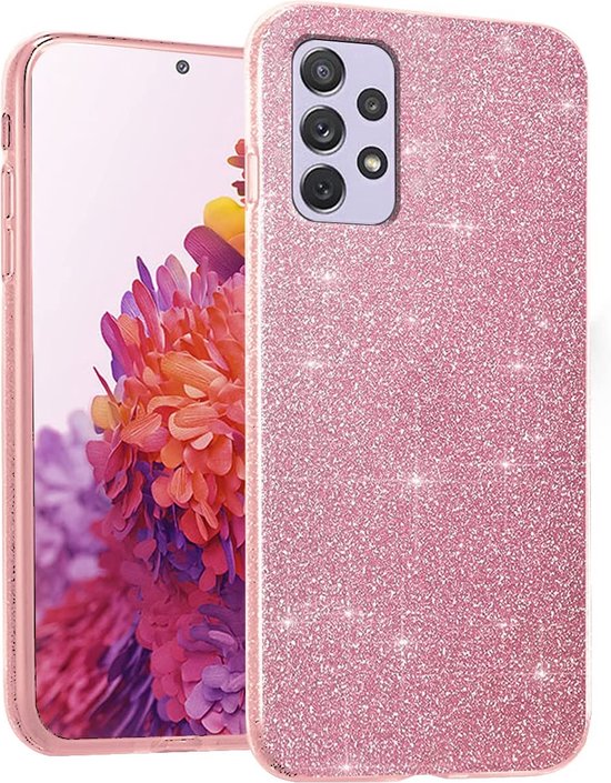 Samsung Galaxy A23 Hoesje - Roze - Glitter Back Cover