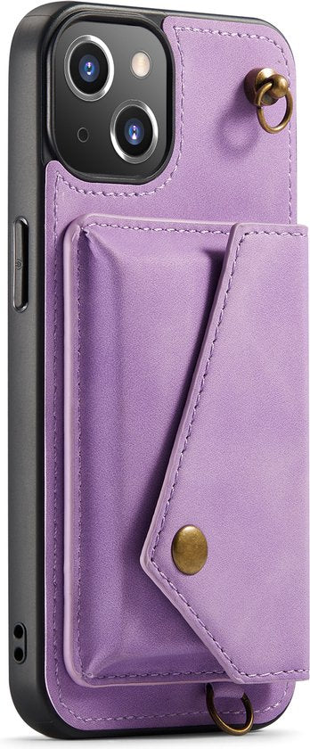 Apple iPhone 13 Case - Purple - Luxury Back Cover with Phone Strap