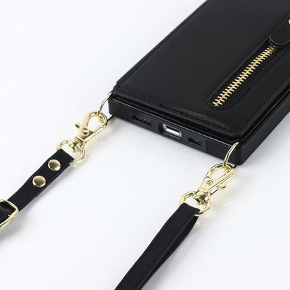 iPhone 13 Hoesje - Zwart - Luxe Back Cover met Telefoonkoord en Rits