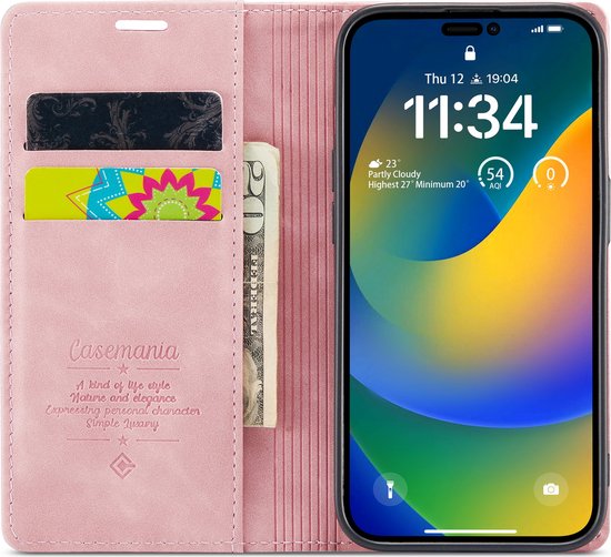 Apple iPhone 14 Pro Max Hoesje - Pale Pink - Dunne Bookcase