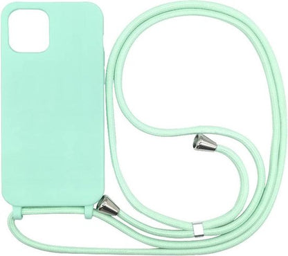 Apple iPhone 12 Pro Max Hülle - Türkis - Silikon-Backcover mit Handykette
