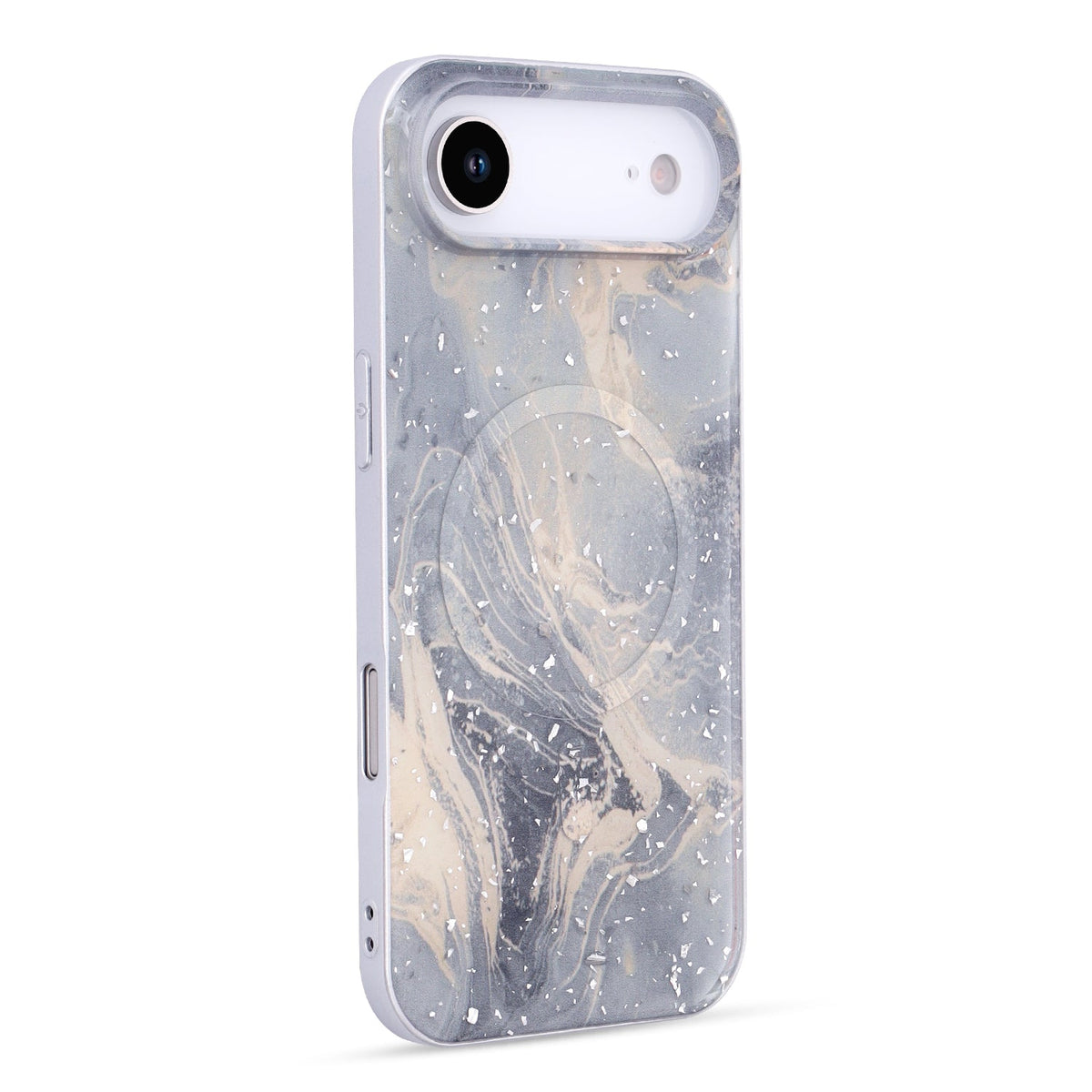 Apple iPhone Air Hülle - Grau - Marmor-Glitzer-MagSafe-Backcover