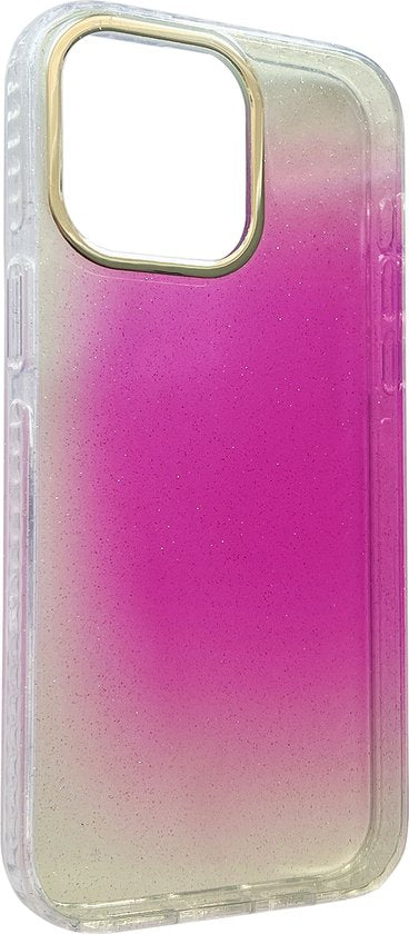 Apple iPhone 14 Pro Hoesje - Paars - Glitter Back Cover