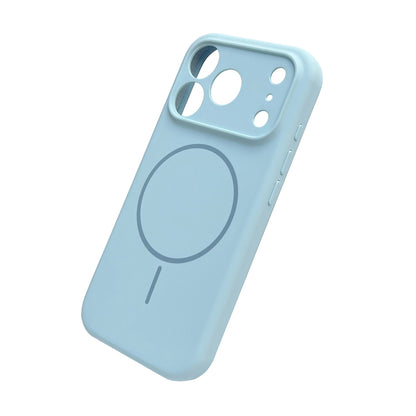 Apple iPhone 18 Pro Hülle - Hellblau - Weiches Liquid Silikon MagSafe Backcover