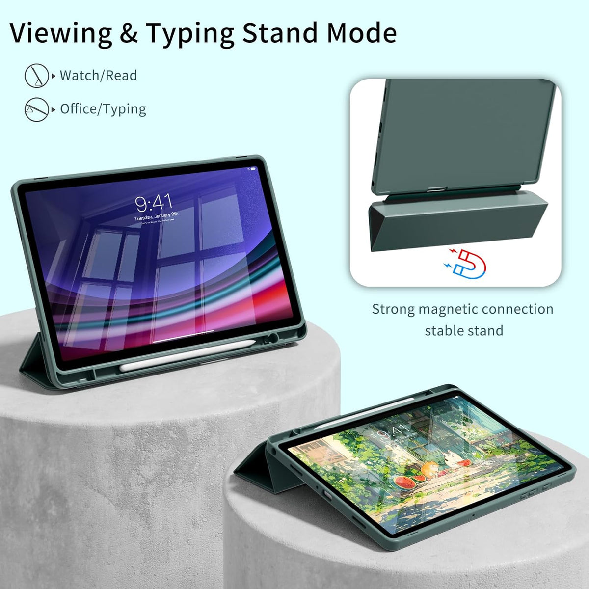 Samsung Galaxy Tab A9 Plus Tablethoes - Groen - Smart Cover