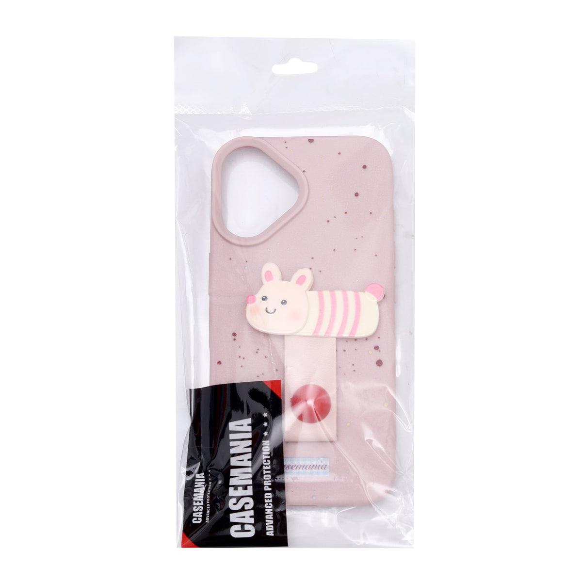 Apple iPhone 16 Hülle - Rosa Hase - Silikon Backcover mit Fingerhalter