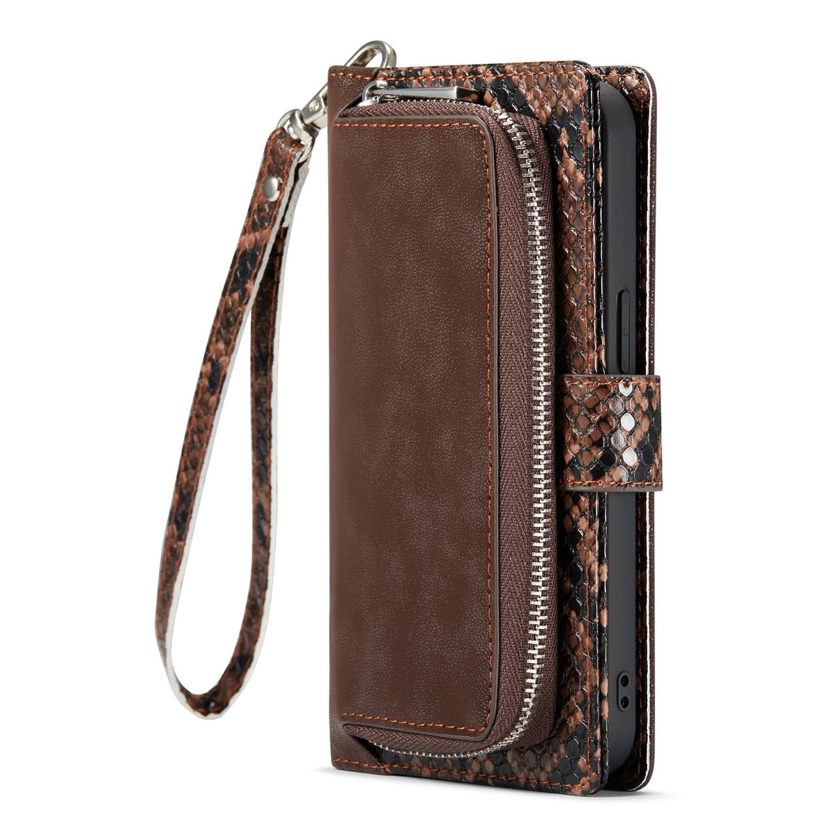Apple iPhone 13 Hoesje - Bruin - Luxe Bookcase met Rits