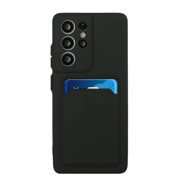 Samsung Galaxy S25 Ultra Hoesje - Zwart - Siliconen Back Cover met Pasjeshouder