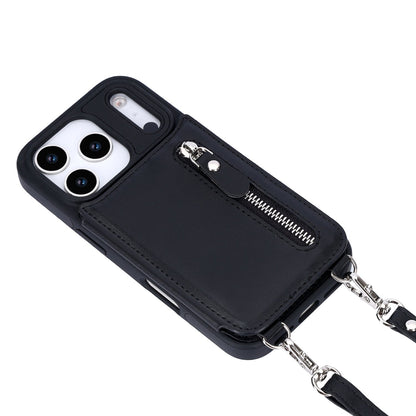 Apple iPhone 17 Pro Max Hoesje - Zwart - Luxe Back Cover met Telefoonkoord en Rits