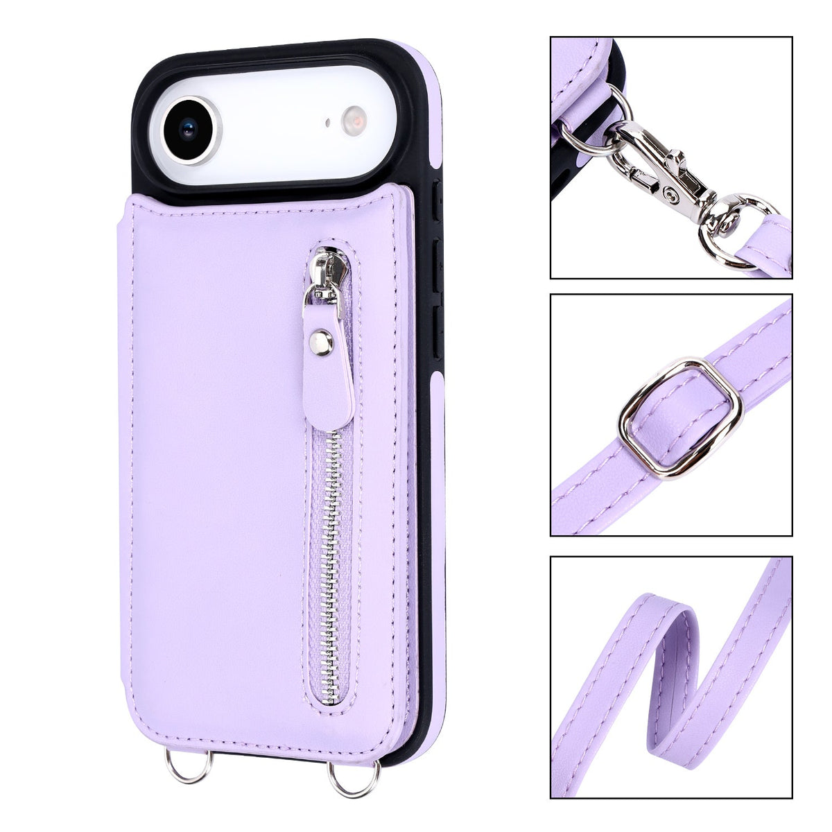 Apple iPhone Air Hoesje - Paars - Luxe Back Cover met Telefoonkoord en Rits