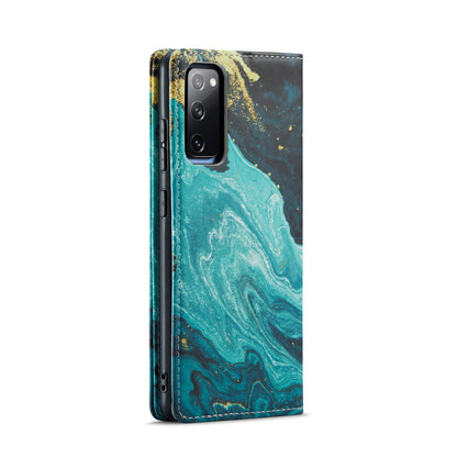 Samsung Galaxy S20 FE Hoesje - Blue Aquamarine - Marmer Portemonnee Bookcase