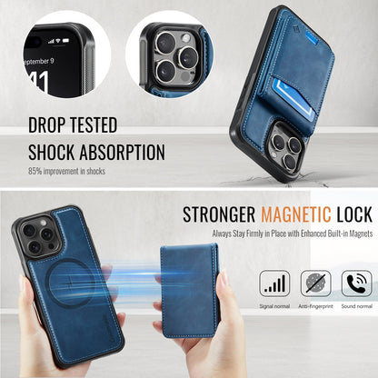 Apple iPhone 16 Pro Hülle - Navy Blue - MagSafe Backcover mit ausziehbarem Kartenfach
