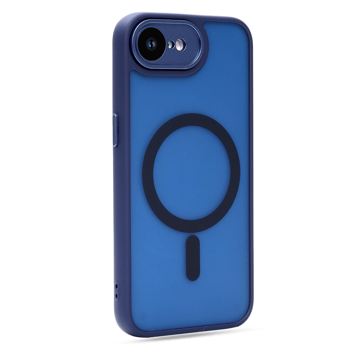 Apple iPhone 17e Hoesje - Blauw met Pols Bandje - Matte Armor MagSafe Back Cover met Telefoonkoord