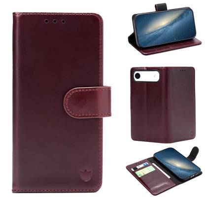 Apple iPhone Air Hülle - Maroon Red - Echtleder-Klapphülle mit Kartenfach