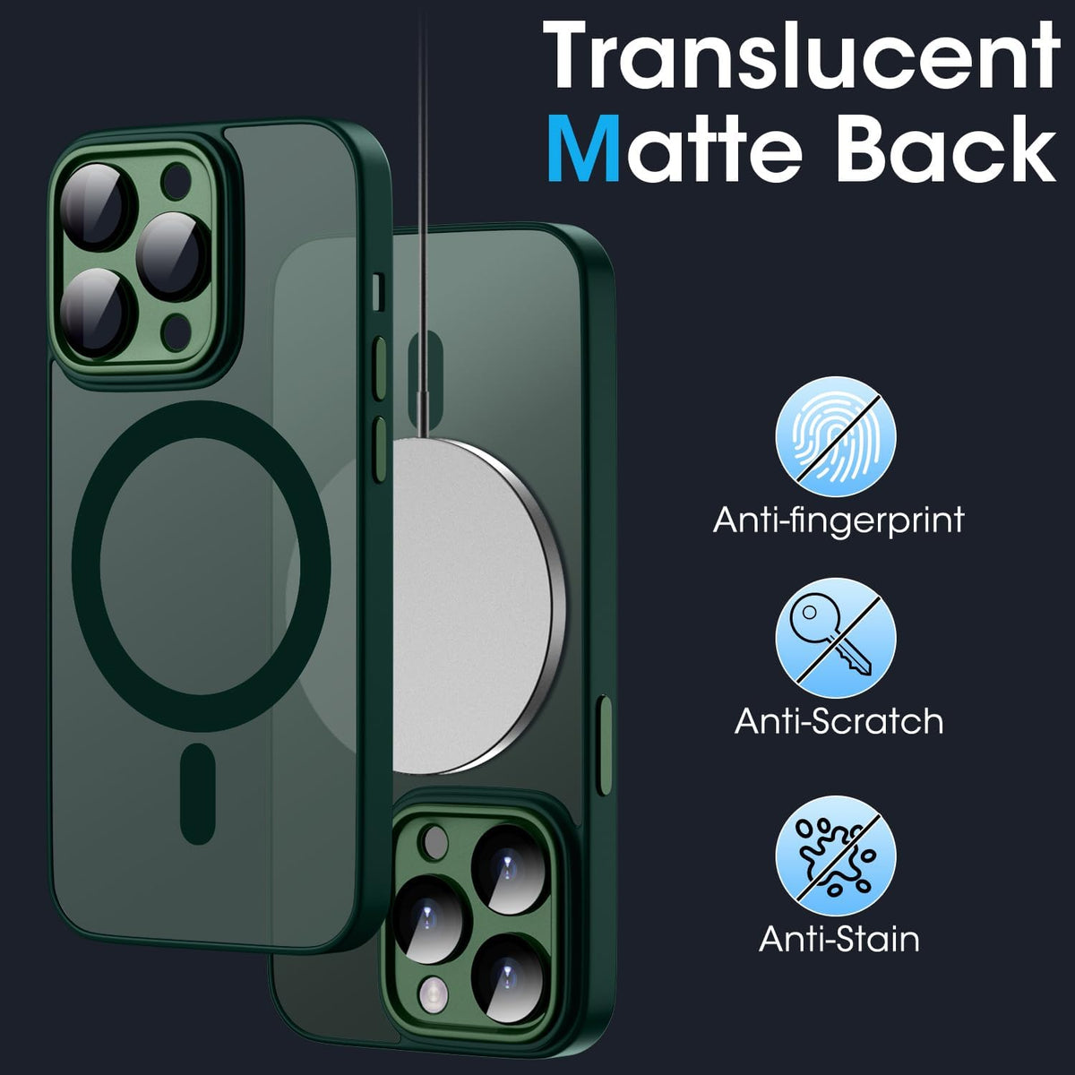 Apple iPhone 14 Pro Max Case - Green - Matte Armor MagSafe Back Cover