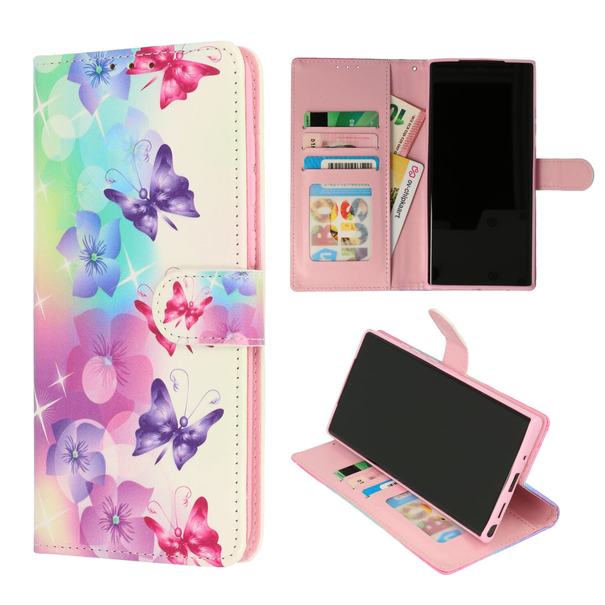Samsung Galaxy A33 5G Hoesje - Bloemen en Vlinders - Print Bookcase