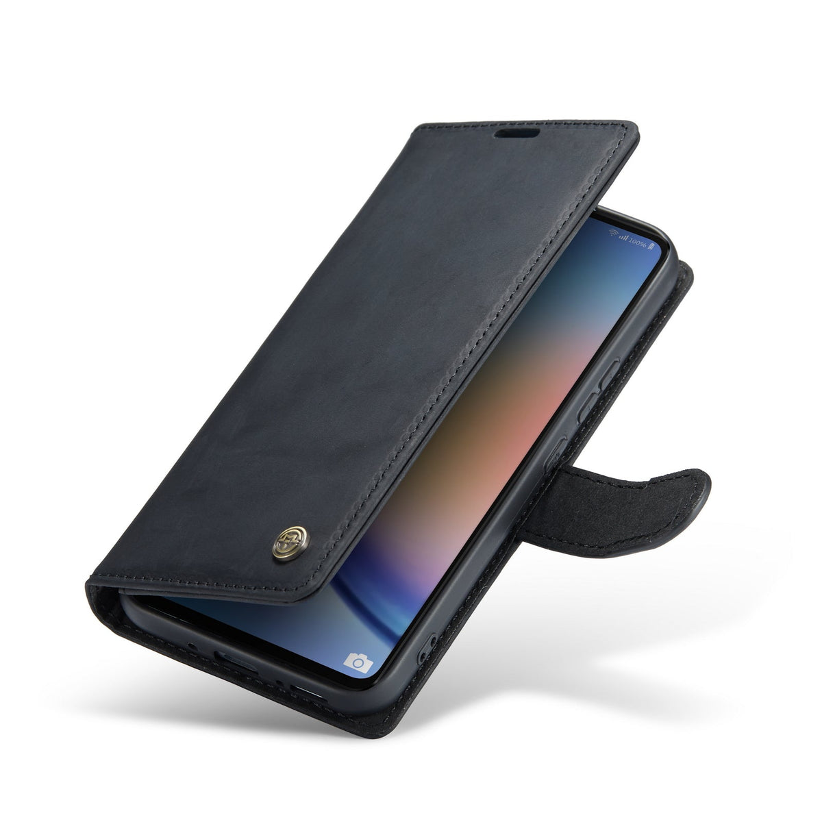 Samsung Galaxy S23 Ultra Hoesje - Charcoal Gray - Echt Leren Bookcase