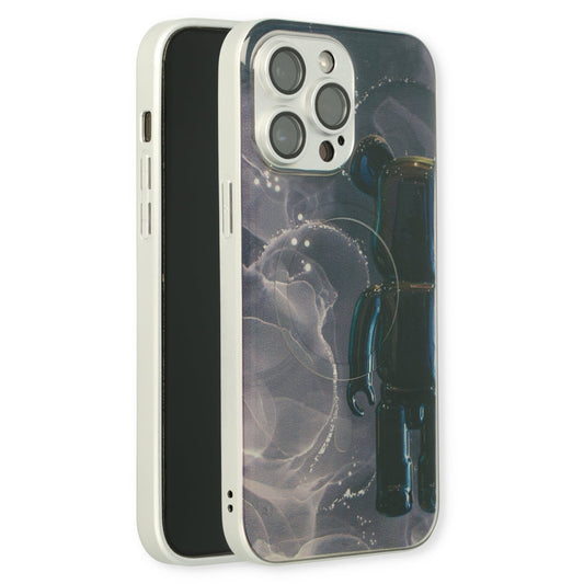 Apple iPhone 14 Pro Max Hülle - Schwarz - Silikon-Marmor-MagSafe-Backcover