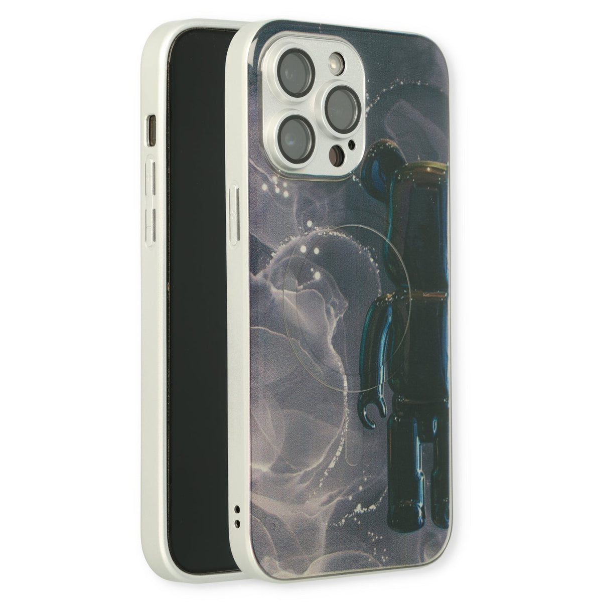 Apple iPhone 14 Pro Case - Black - Silicone Marble MagSafe Back Cover