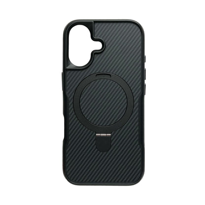 Apple iPhone 16 Hoesje - Zwart - Luxe Carbon MagSafe Back Cover met Camerabescherming