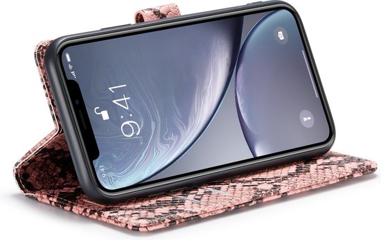 Apple iPhone XR Hülle - Rosa - Schlangenprint Klapphülle