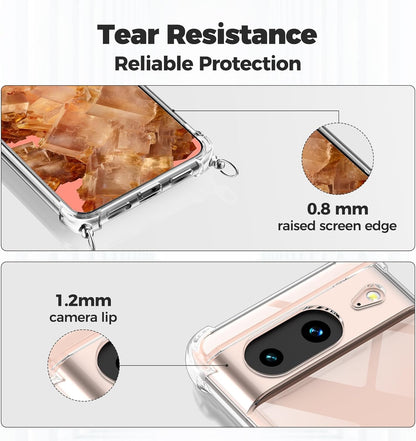 Google Pixel 8 Case - Clear - Silicone Back Cover with Phone Strap