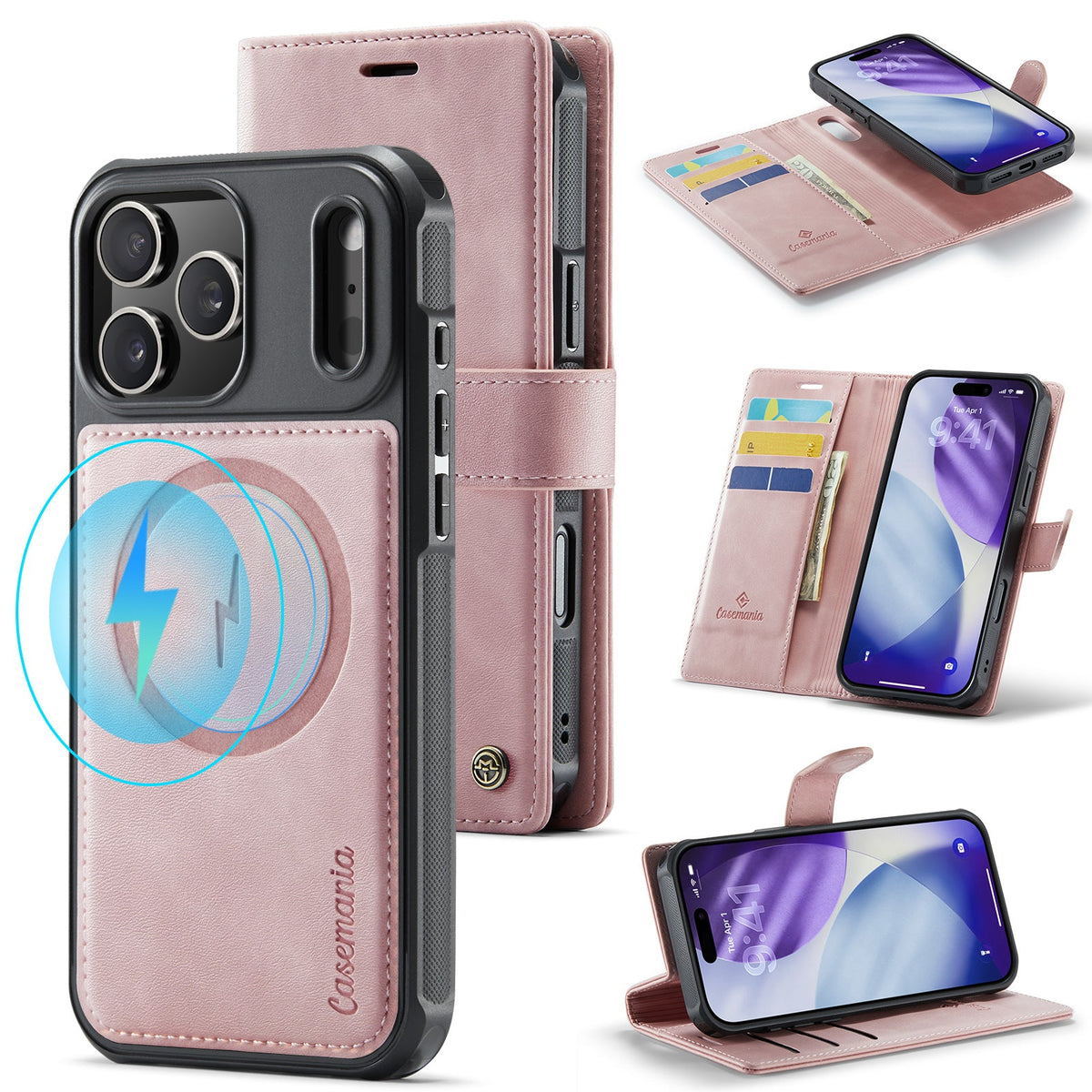 Apple iPhone 17 Pro Hoesje - Pale Pink - Luxe 2 in 1 MagSafe Bookcase