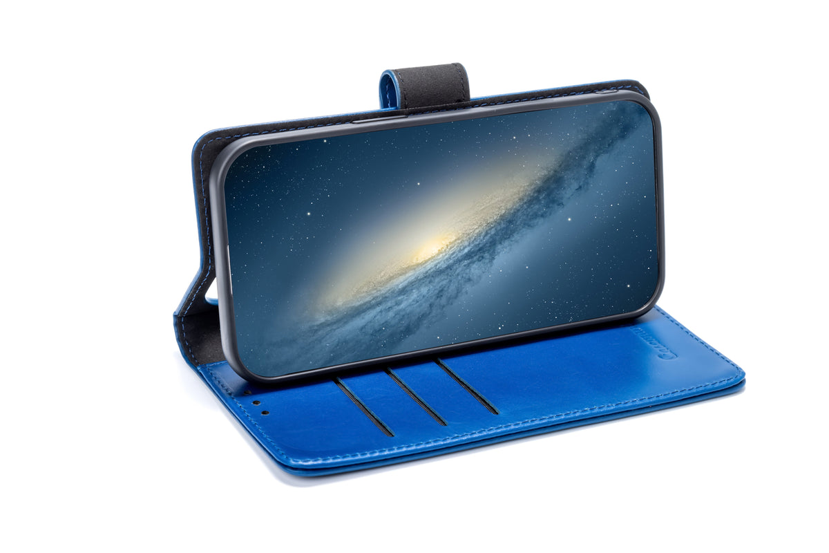 Apple iPhone Air Hülle - Navy Blue - Echtleder MagSafe Klapphülle mit Kartenfach