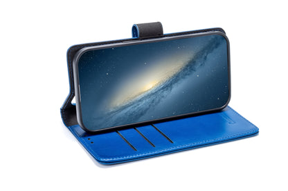 Apple iPhone Air Hülle - Navy Blue - Echtleder MagSafe Klapphülle mit Kartenfach