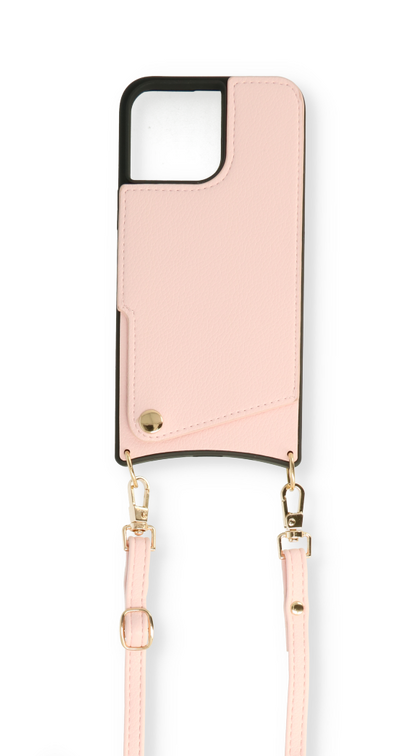 Apple iPhone 12 Pro Max Hoesje - Roze - Back Cover met Pols Bandje en Telefoonkoord