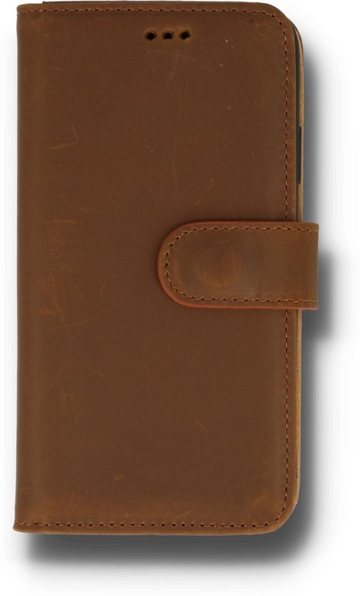 iPhone 12 & 12 Pro Hoesje - Bruin - Echt Leren Bookcase
