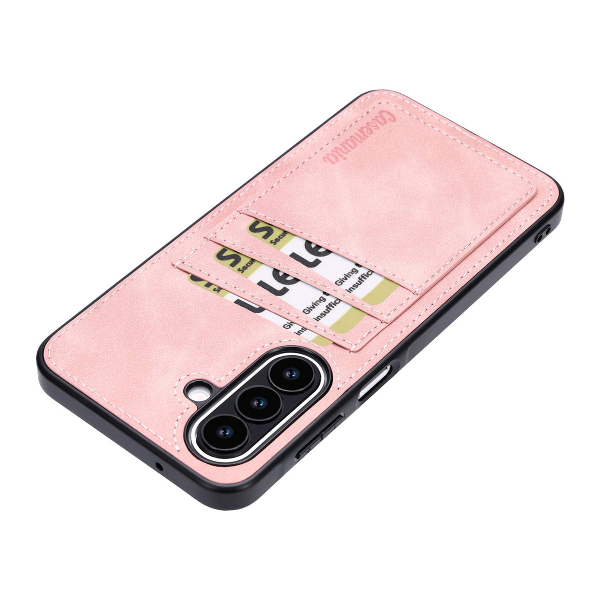 Samsung Galaxy A27 Case - Pale Pink - Faux Leather Back Cover with Card Holder
