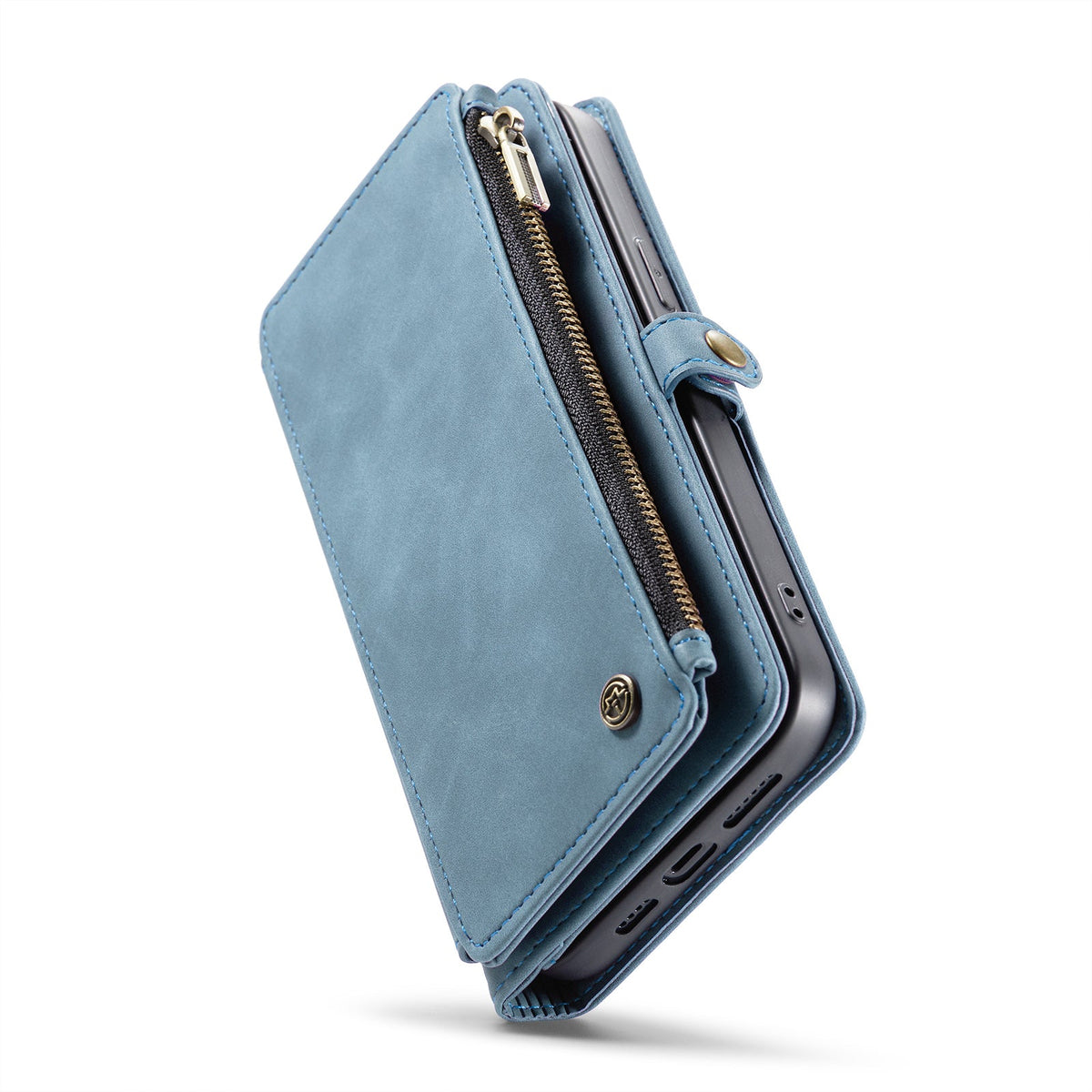 Apple iPhone 15 Plus Hoesje - Aqua Blue - Luxe MagSafe Bookcase met Rits en Telefoonkoord