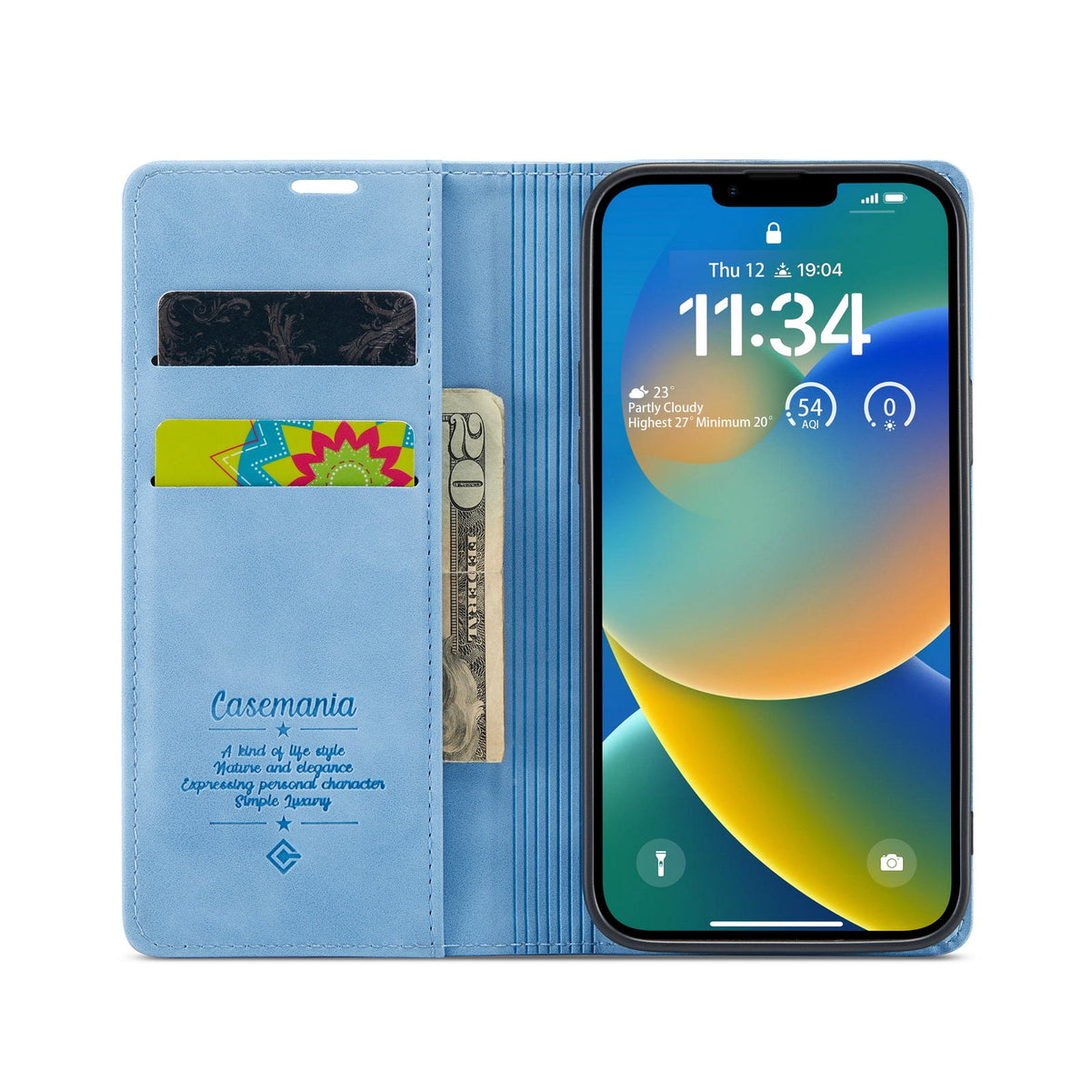 Apple iPhone 15 Plus Hoesje - Sky Blauw - Dunne Bookcase