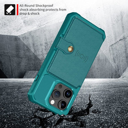 Apple iPhone 15 Pro Hoesje - Turquoise - Back Cover met Pasjeshouder