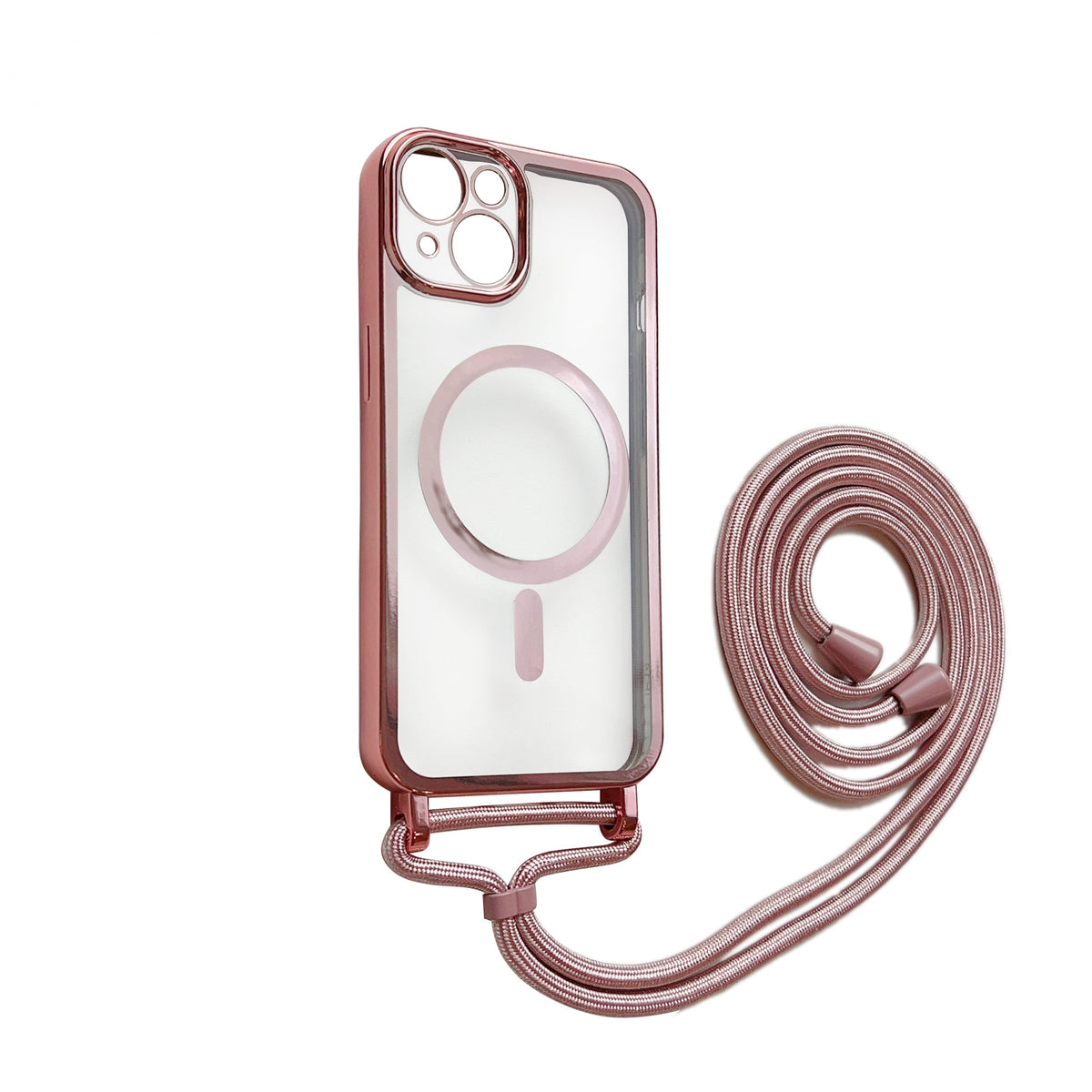 iPhone 12 Pro Hülle - Roségold - Silikon MagSafe Backcover mit Handyband