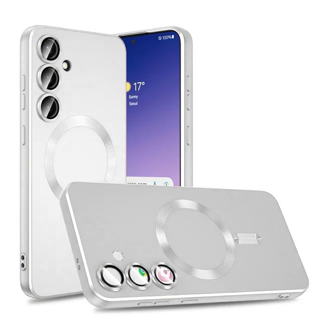 Samsung Galaxy S25 Plus Hoesje - Zilver - Matte Siliconen MagSafe Back Cover
