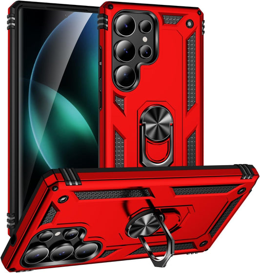 Samsung Galaxy S25 Ultra Case - Red - Armor Kickstand Back Cover