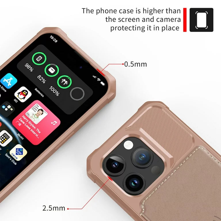 Apple iPhone 15 Pro Hülle - Roségold - Backcover mit Kartenfach