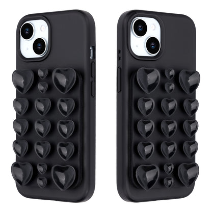 Apple iPhone 13 Hoesje - Zwart - Siliconen Back Cover met Afneembare Hartjes Zuignappen