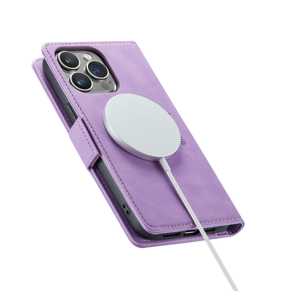 Apple iPhone 15 Pro Hoesje - Bright Lila - Portemonnee MagSafe Bookcase