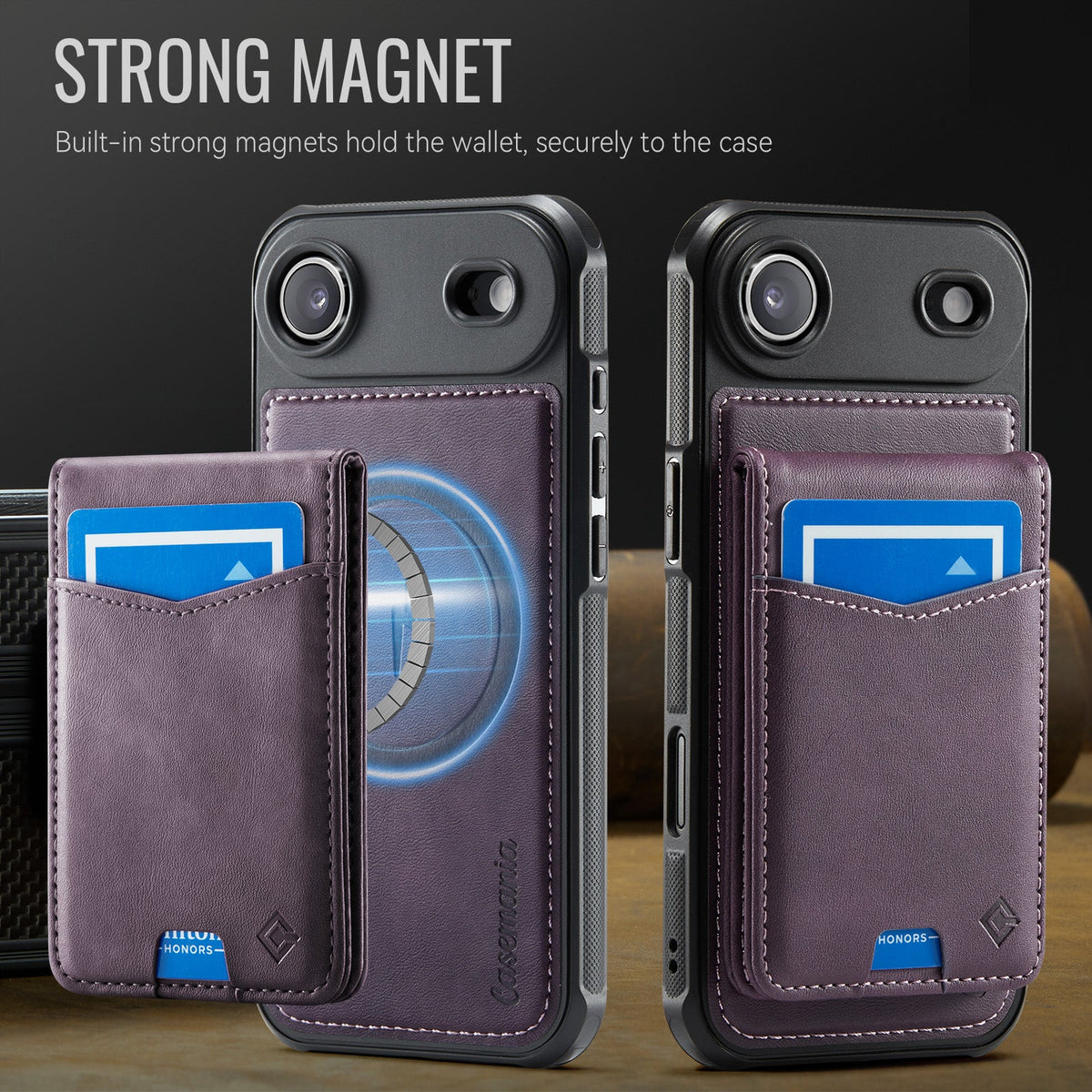 Apple iPhone Air Hoesje - Dark Purple - MagSafe Back Cover met Pasjeshouder