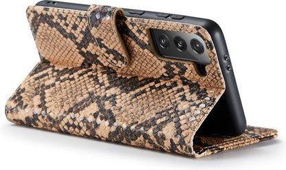 Samsung Galaxy S21 FE Hoesje - Beige - Snake Bookcase