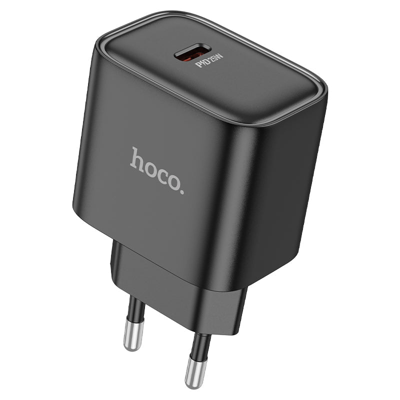 Hoco 25W USB-C Schnellladegerät mit USB-C Kabel 2m - Schwarz
