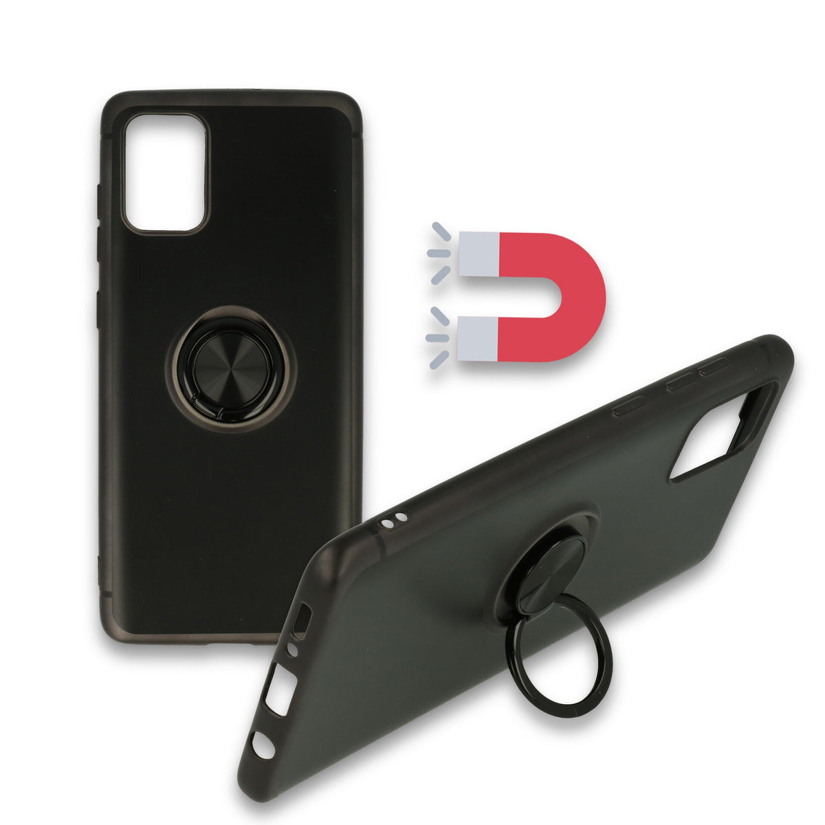 Samsung Galaxy S20 Ultra Hoesje - Zwart - Siliconen Ring Kickstand Back Cover