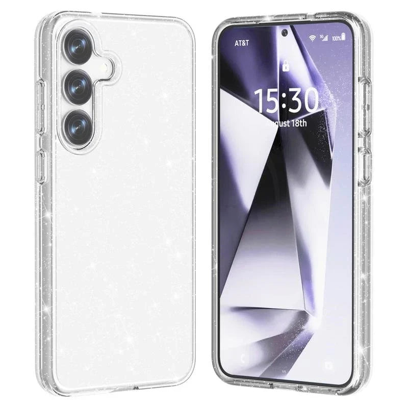 Samsung Galaxy S25 Plus Hoesje - Zilver - Glitter Back Cover