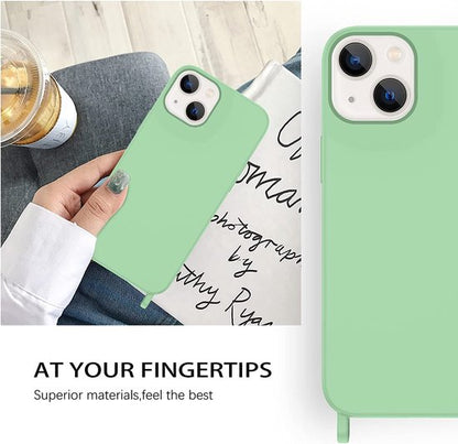 Apple iPhone 14 Pro Max Hoesje - Licht Groen - Siliconen Back Cover met Telefoonkoord