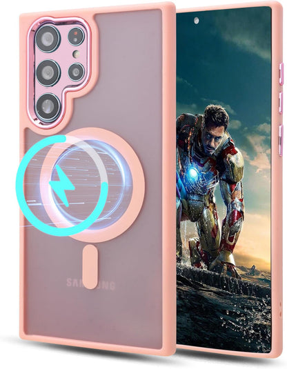 Samsung Galaxy S22 Ultra Hoesje - Roze - Matte Armor MagSafe Back Cover