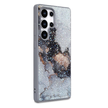 Samsung Galaxy S23 Ultra Hoesje - Grijs - Diamant Marmer Glitter Back Cover